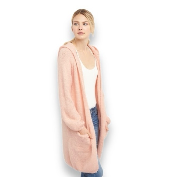 GAP Peach Cozy Knit Hooded Cardigan Duster Sweater with Pockets - S - Picture 3 of 9